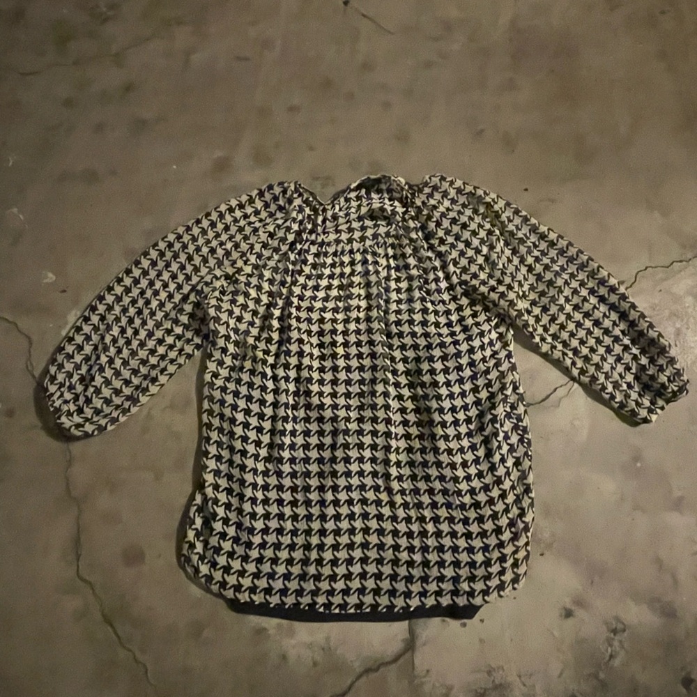 Talbots Black and White Houndstooth Blouse